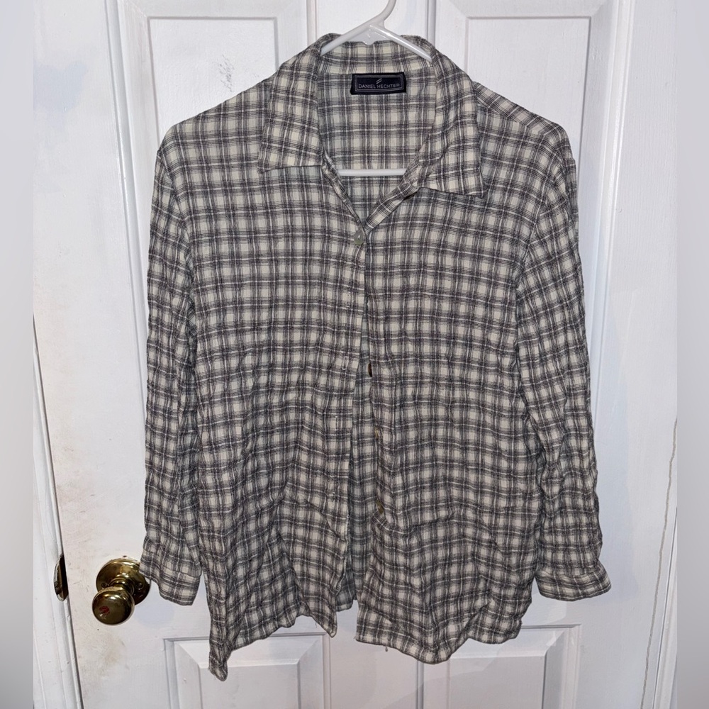 Daniel Hechter Gray Plaid Button Down Shirt